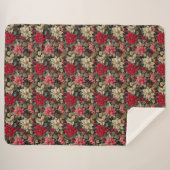 Winter Holidays Poinsettia Floral Sherpa Deken (Voorkant (horizontaal))