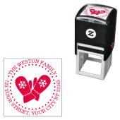 Winter Holidays Snowflake Mittens Name Address Zelfinktende Stempel (In situ)