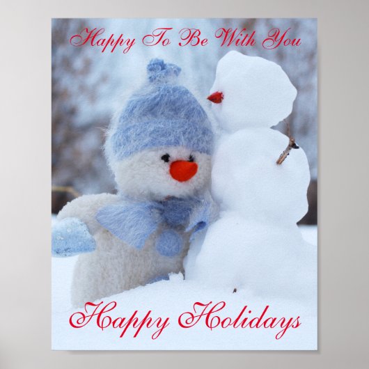 Winter Holidays Snowman Greeting Poster (Voorkant)