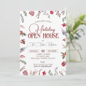 Winter Hollies, vakantie open huis, eindejaarsfees Kaart (Staand voorkant)