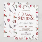 Winter Hollies, vakantie open huis, eindejaarsfees Kaart (Voorkant / Achterkant)