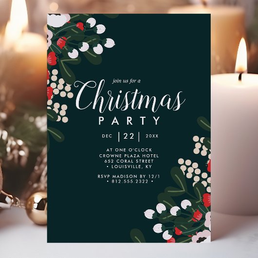 Winter Holly Berries Floral kerstfeest Kaart