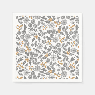 Winter Holly & Berries Holiday Pattern Servet