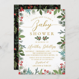 Winter Holly Berries kerstfeestdag Baby shower Kaart