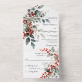 Winter Holly Berry All In One Uitnodiging (Binnen)