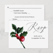 Winter Holly Berry & Greenery met Meal RSVP (Voorkant / Achterkant)