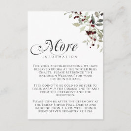 Winter Holly Berry More Information Wedding Informatiekaartje
