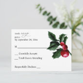 Winter Holly Berry no Meal RSVP Card (Staand voorkant)