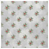 Winter Holly Berry Pattern Fabric Stof (Close Up)