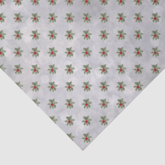 Winter Holly Berry Pattern Weefpapier Tissuepapier (Detail)