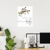 Winter Holly Branch Baby shower Welkom Foam Board Poster (Thuiskantoor)