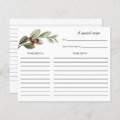 Winter Holly Branch Vrijgezellenfeest Recipcard (Voorkant / Achterkant)