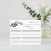 Winter Holly Branch Vrijgezellenfeest Recipcard (Staand voorkant)