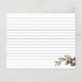 Winter Holly Branch Vrijgezellenfeest Recipcard (Achterkant)