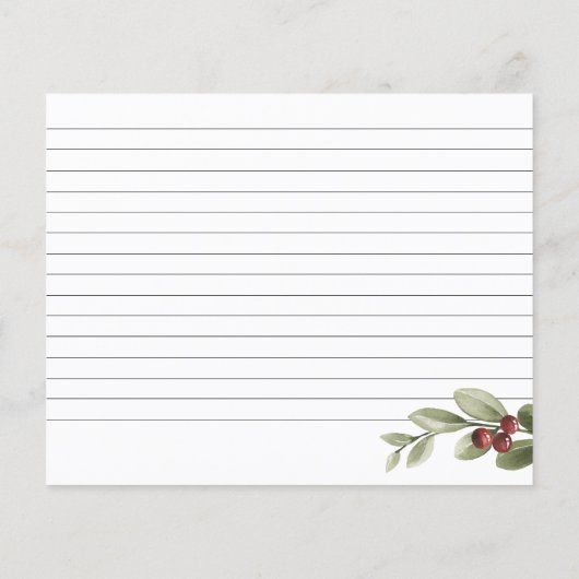 Winter Holly Branch Vrijgezellenfeest Recipcard (Achterkant)