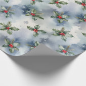Winter Holly Christmas Cadeaupapier (Hoek)