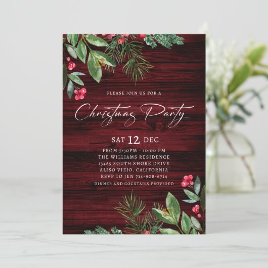 Winter Holly en bessen Kerstfeest Kaart (Staand voorkant)