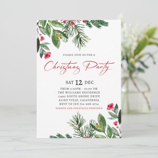 Winter Holly en bessen Kerstfeest Kaart (Staand voorkant)