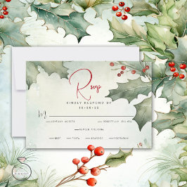 Winter Holly en bessen RSVP Kaartje