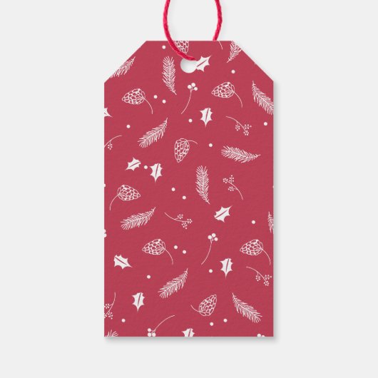 Winter Holly en Pine Wreate Kerstmis Cadeaulabel (Achterkant)