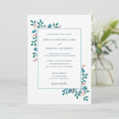 Winter Holly Floral Wedding Suite Uitnodiging (Staand voorkant)