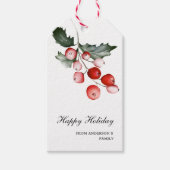  Winter Holly Holiday Gift Label Cadeaulabel (Voorkant)