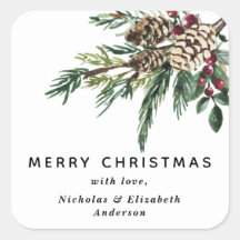 Winter Holly Kerst sticker