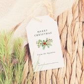 Winter Holly & Pine Kerstmis Groet Familienaam Cadeaulabel