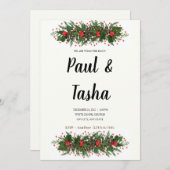 Winter Holly Wedding Invitation Kaart (Voorkant / Achterkant)