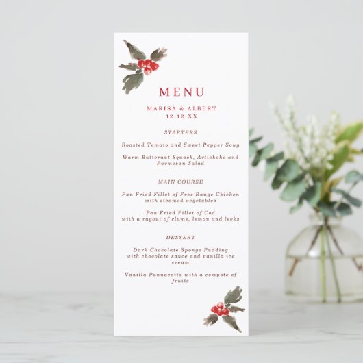 Winter Holly Wedding Menu (Staand voorkant)