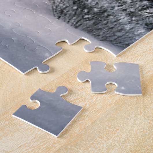 Winter Home Vakantie Kerstmis Retro  Custom Legpuzzel (Zijkant)