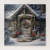 Winter Home Vakantie Kerstmis Retro Custom Legpuzzel (Verticaal)