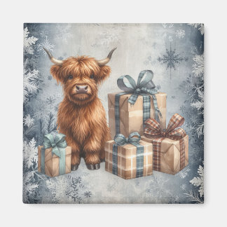 Winter Hoogland Koe Blauwe Cadeaus Magneet