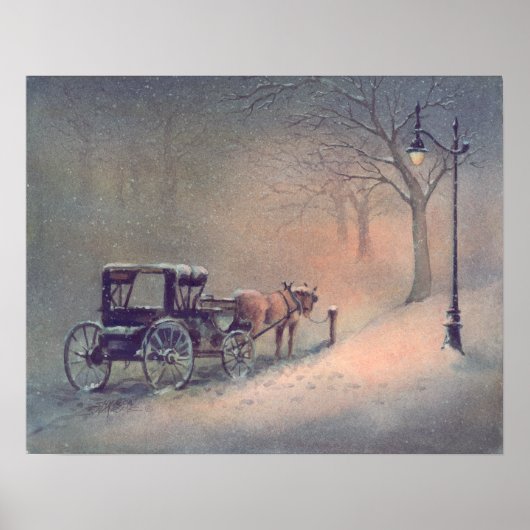 WINTER HORSE & BUGGY DOOR SHARON SHARPE POSTER (Voorkant)