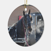 Winter Horse Hitch Keramisch Ornament (Links)