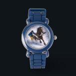 Winter Horse Jewelry | Watches Horloge<br><div class="desc">Dynamic winter horse skijoring design capturing the beauty, strength and motion of this exciting sport. Perfect for horse lovers, equestrian enthusiasts and fans of powerful horse imagery.</div>