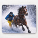 Winter Horse Mouse Pads Muismat<br><div class="desc">Dynamic winter horse skijoring design capturing  the beauty,  strength and motion of this exciting sport. Perfect for horse lovers,  equestrian enthusiasts and fans of powerful horse imagery.</div>