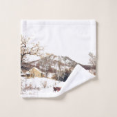 Winter Horse Sleigh Farmhouse Pond Bath Towel Set Bad Handdoek (Wasdoekje)