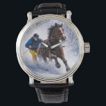 Winter Horse Watches | Jewelry Horloge<br><div class="desc">Dynamic winter horse skijoring design capturing the beauty, strength and motion of this exciting sport. Perfect for horse lovers, equestrian enthusiasts and fans of powerful horse imagery.</div>