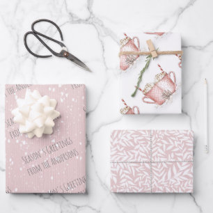 Winter Hot-cacaovakantiepapier met naam Inpakpapier Vel