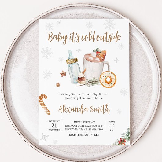 Winter Hot Cocoa Baby zijn koude buiten Baby showe Kaart