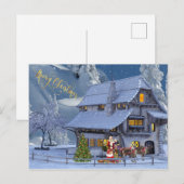 Winter House en Santa Claus Briefkaart (Voorkant / Achterkant)