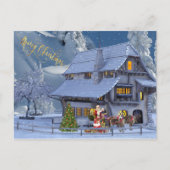 Winter House en Santa Claus Briefkaart (Voorkant)