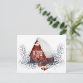 Winter House Festive Briefkaart (Staand voorkant)