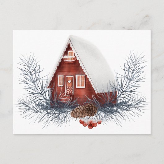 Winter House Festive Briefkaart (Voorkant)