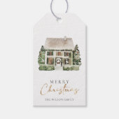 Winter House Merry Kerstmis Cadeaulabel (Voorkant)