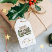 Winter House Merry Kerstmis Cadeaulabel