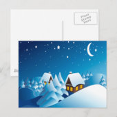 Winter, House, Night, Moon and Stars Briefkaart (Voorkant / Achterkant)