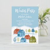 Winter houses Birthday Party Baby Kaart (Staand voorkant)