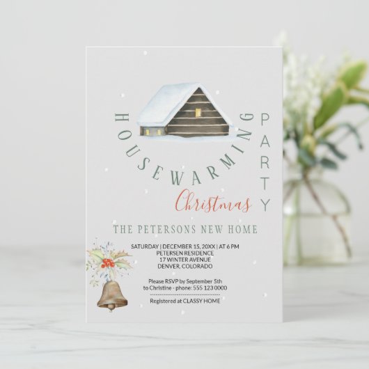 Winter Housewarming Kerstfeest Moderne Kaart (Staand voorkant)